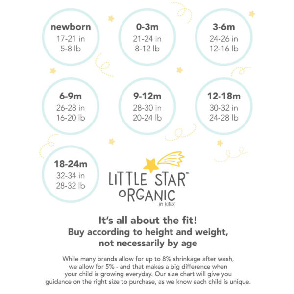 Little Star Organic Baby Boy 2 Pk Rompers, Size Newborn